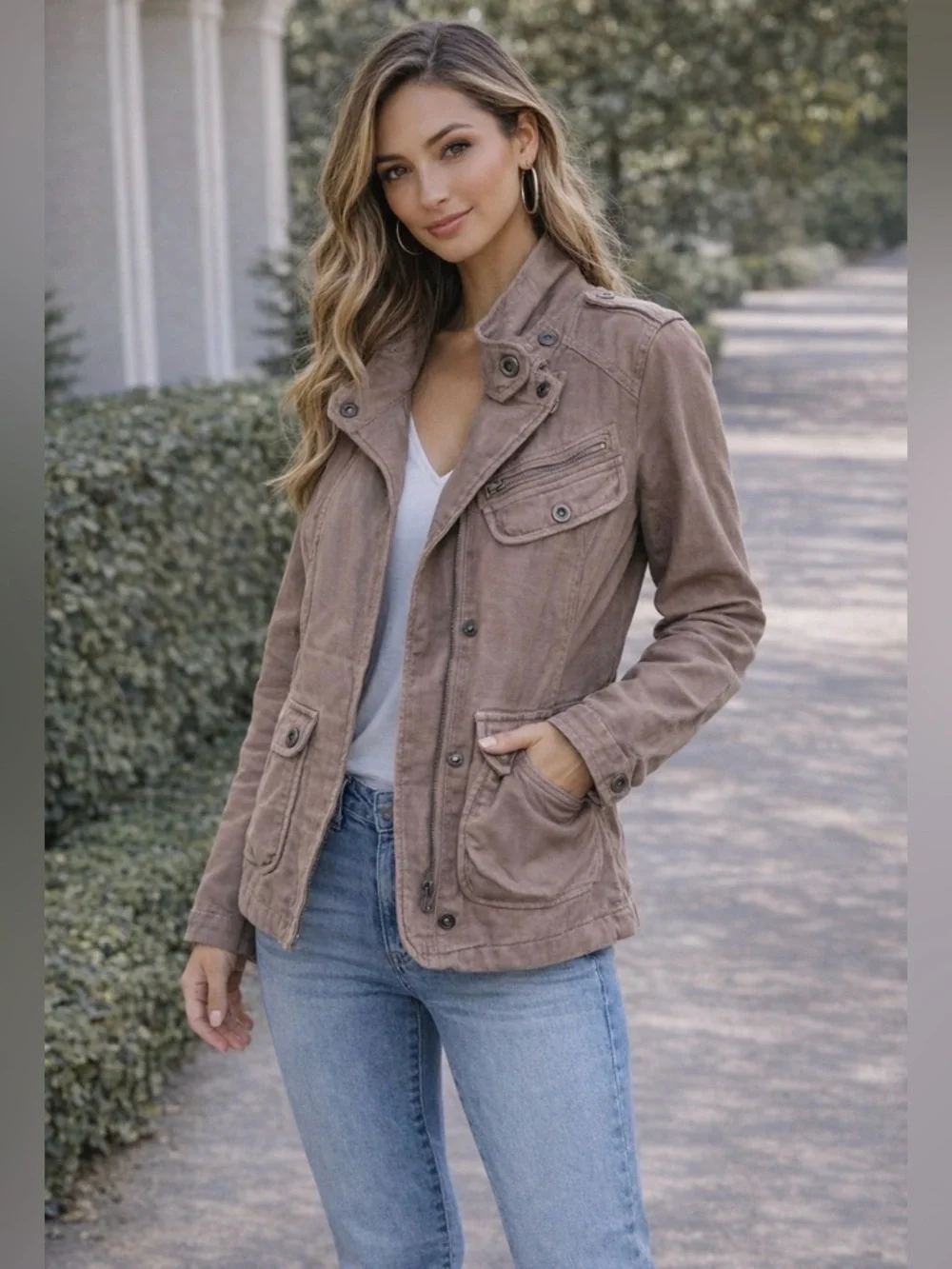 Free People slouchy bomber zip up & button jacket